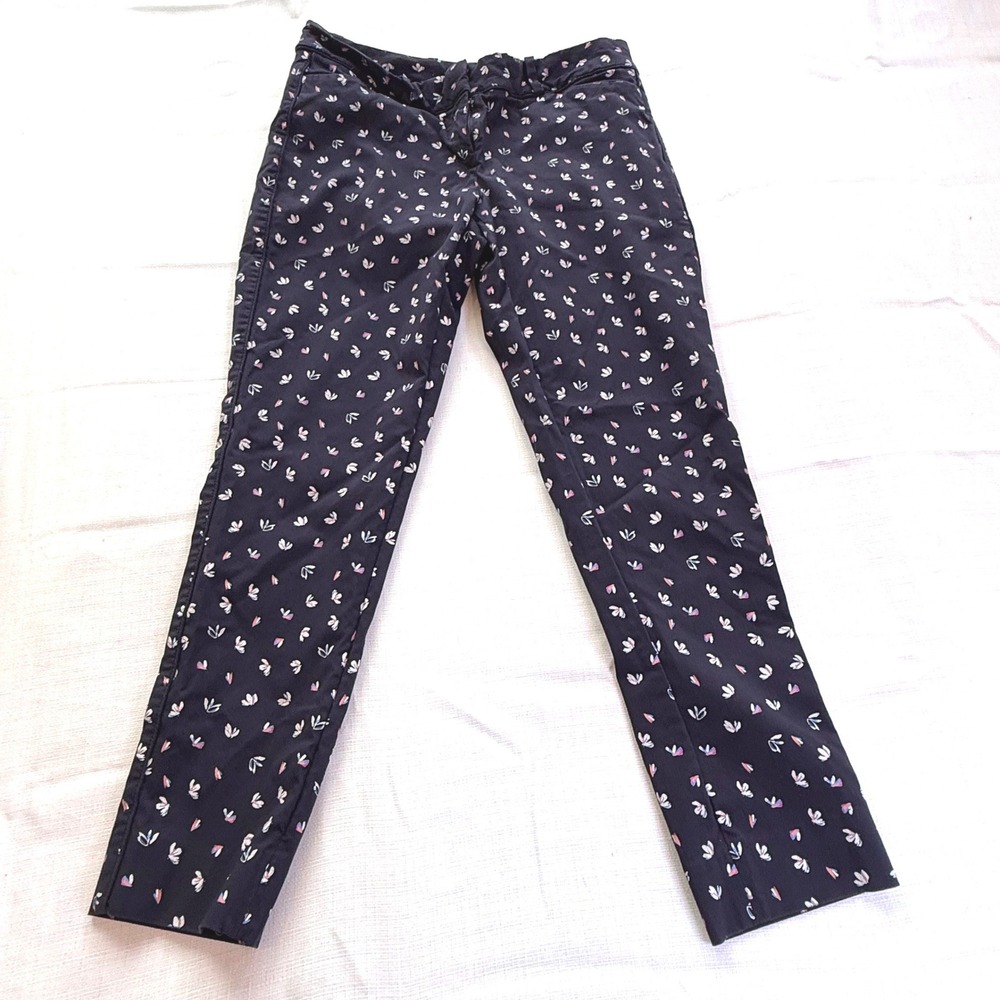 Davina Navy Floral‎ Print Skinny Pants Size 6R Mid Rise Slim Leg Work Casual